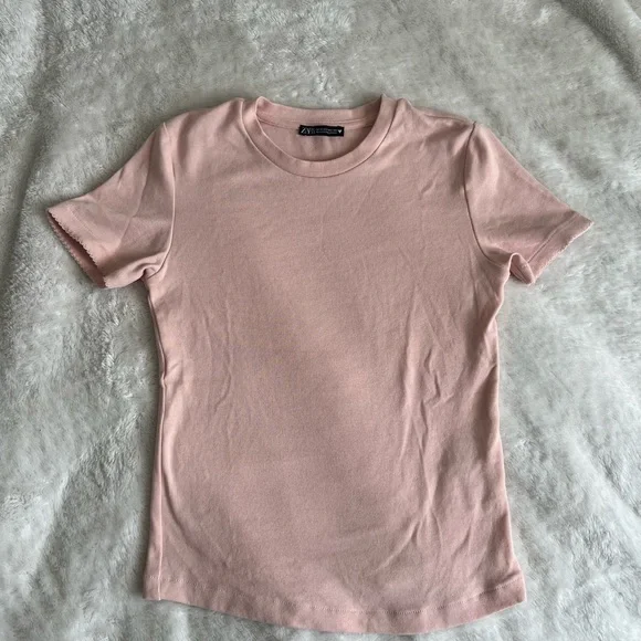 Zara Pale Pink Crewneck Top - Picture 3 of 4